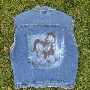 Denim Vest with Horse Design